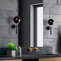 Opviq King - 11456 Lámpara de pared de metal negro con tapa de cristal
